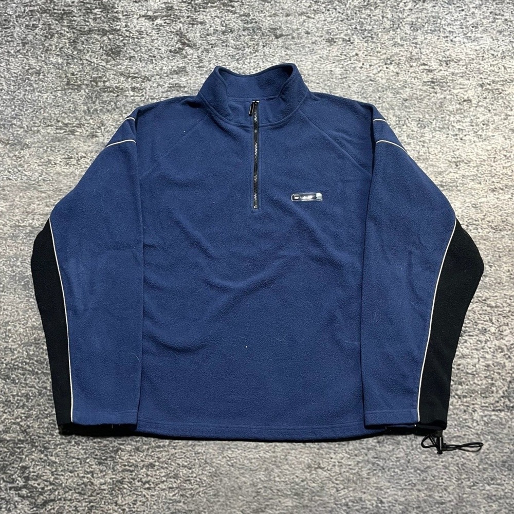Vintage Y2K Old Navy 1/4 Zip Fleece Pullover‎ Sweater Mens XXL Blue Black